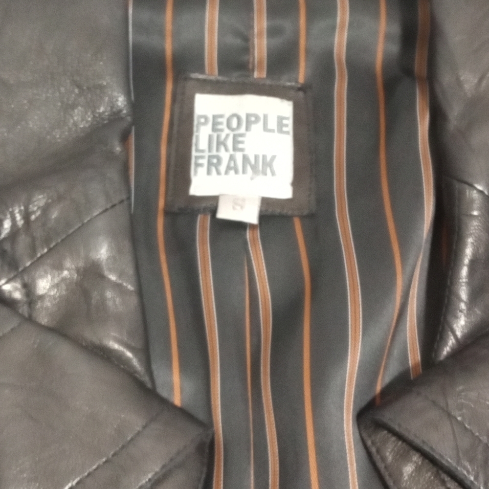 People Like Frank Leather Moto Peplum Button Charcoal Black Leather Jacket Sz S - Picture 3 of 8
